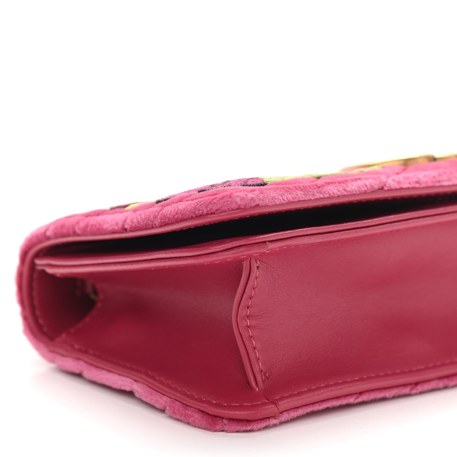 Gucci Velvet Matelasse Love Embroidered GG Marmont Mini Bag Light Raspberry Rose 8 of 9