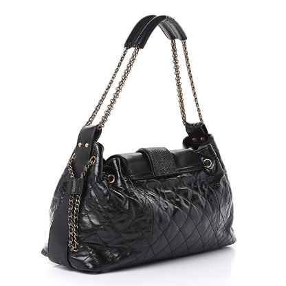 Chanel Glazed Calfskin Stingray Bindi CC Accordion Tote Black 3 of 12