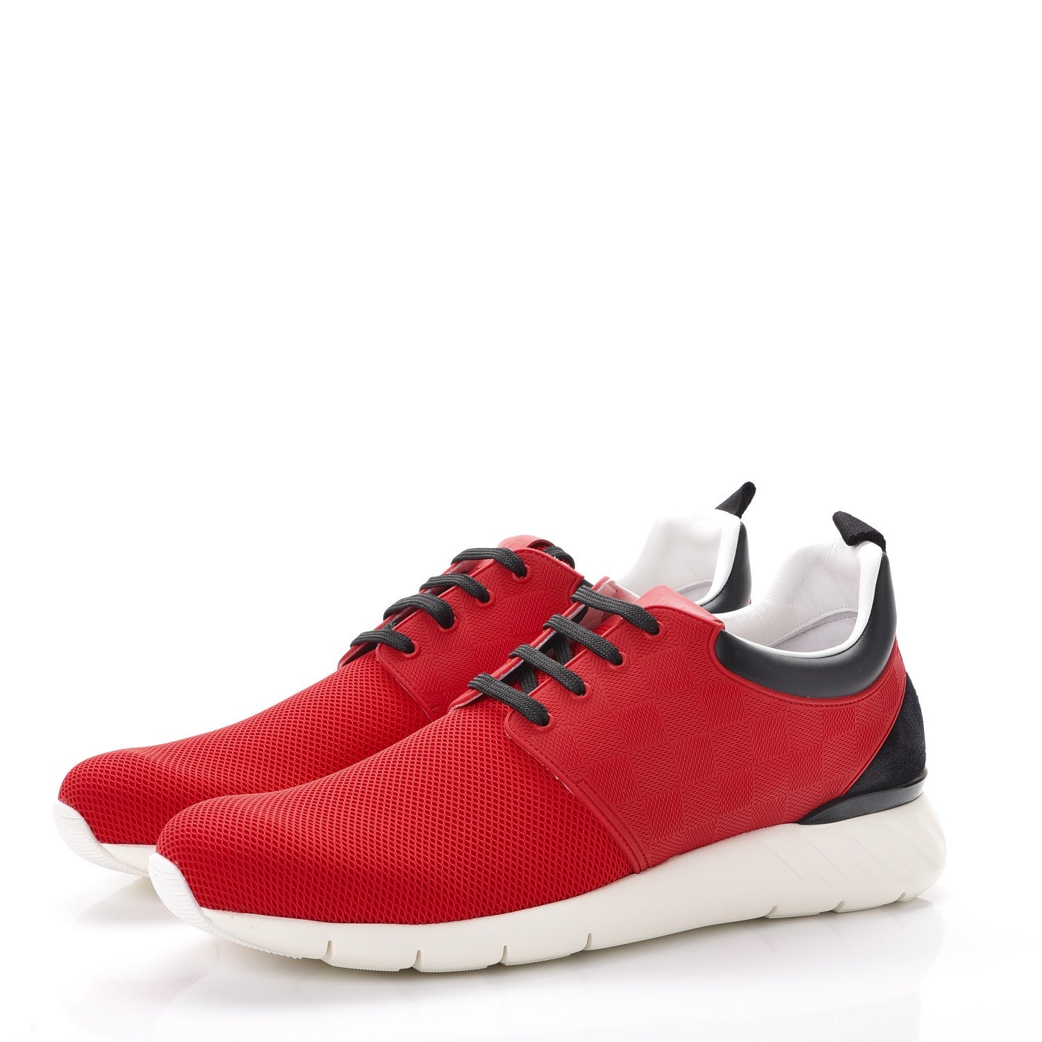 Louis Vuitton Rubber Mesh Suede Damier Fastlane Low Sneakers 9.5 Rouge 3 of 9