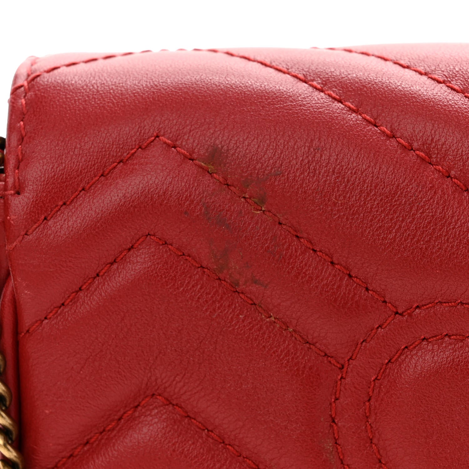 Gucci Calfskin Matelasse Super Mini GG Marmont Shoulder Bag Hibiscus Red 11 of 12