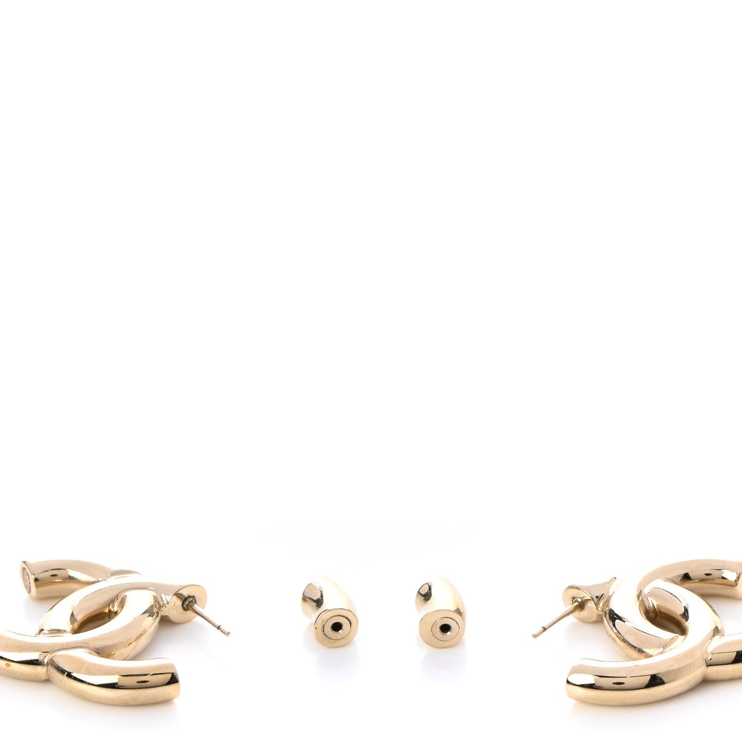 Metal Large CC Earrings Light Gold