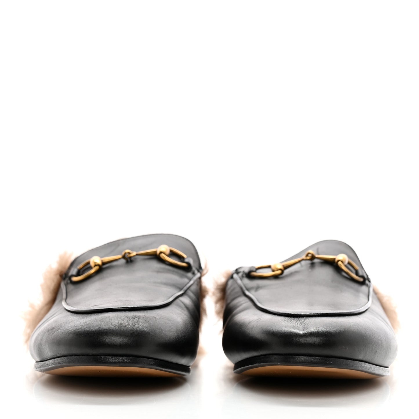 Calfskin Fur Womens Princetown Slippers 38 Black