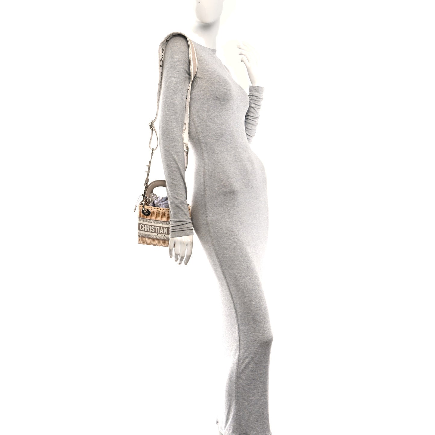 Wicker Oblique Mini Lady Dior Bag Beige