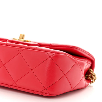 Chanel Shiny Lambskin Quilted Mini Sweetheart Flap Dark Red 10 of 10