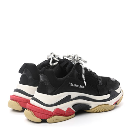 Balenciaga Fabric Mesh Washed Effect Mens Triple S Sneakers 41 Black Red 4 of 8