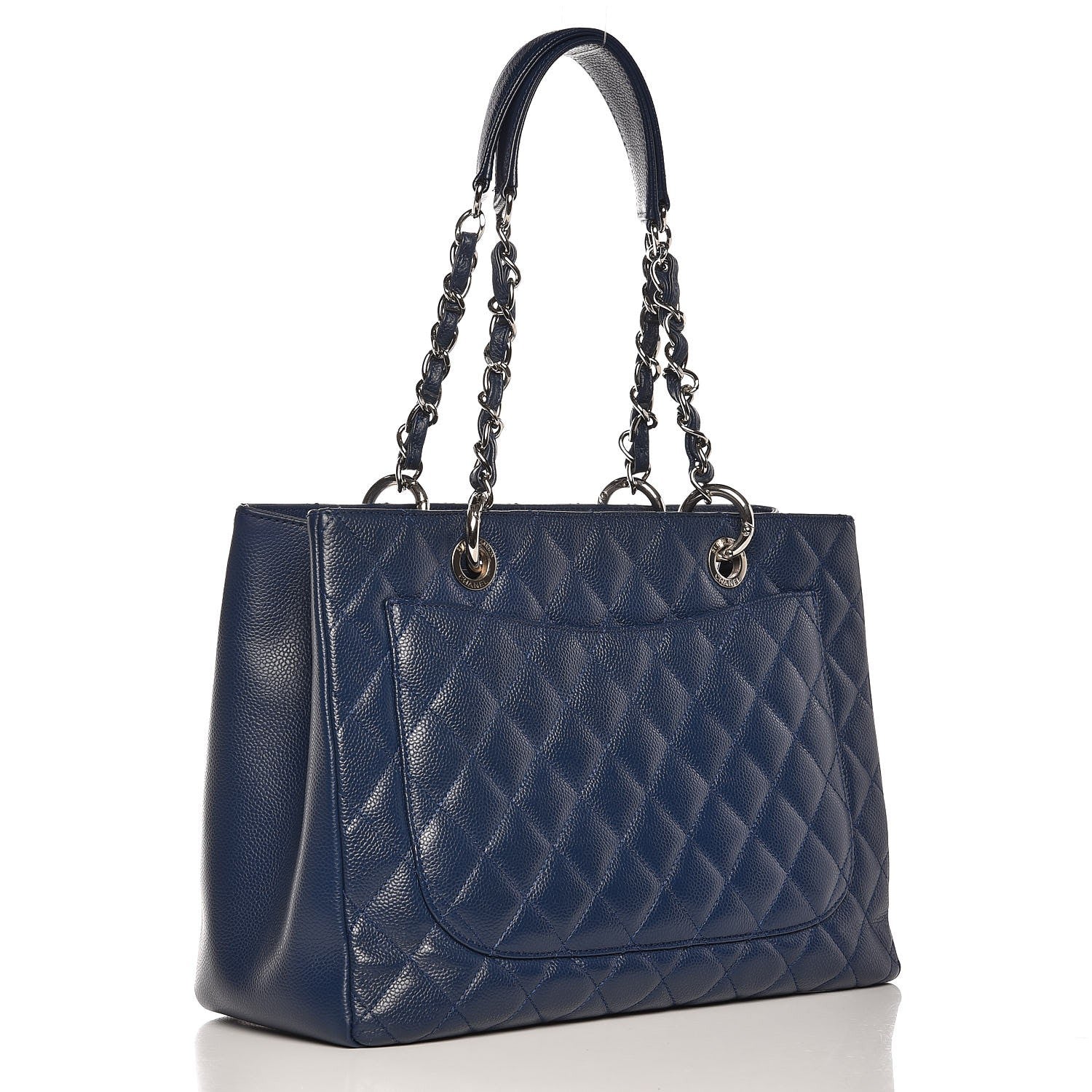 Chanel Caviar Quilted Grand Shopping Tote GST Dark Blue 3 of 9