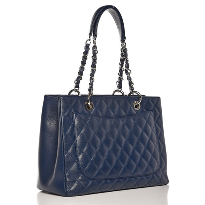 Chanel Caviar Quilted Grand Shopping Tote GST Dark Blue 3 of 9