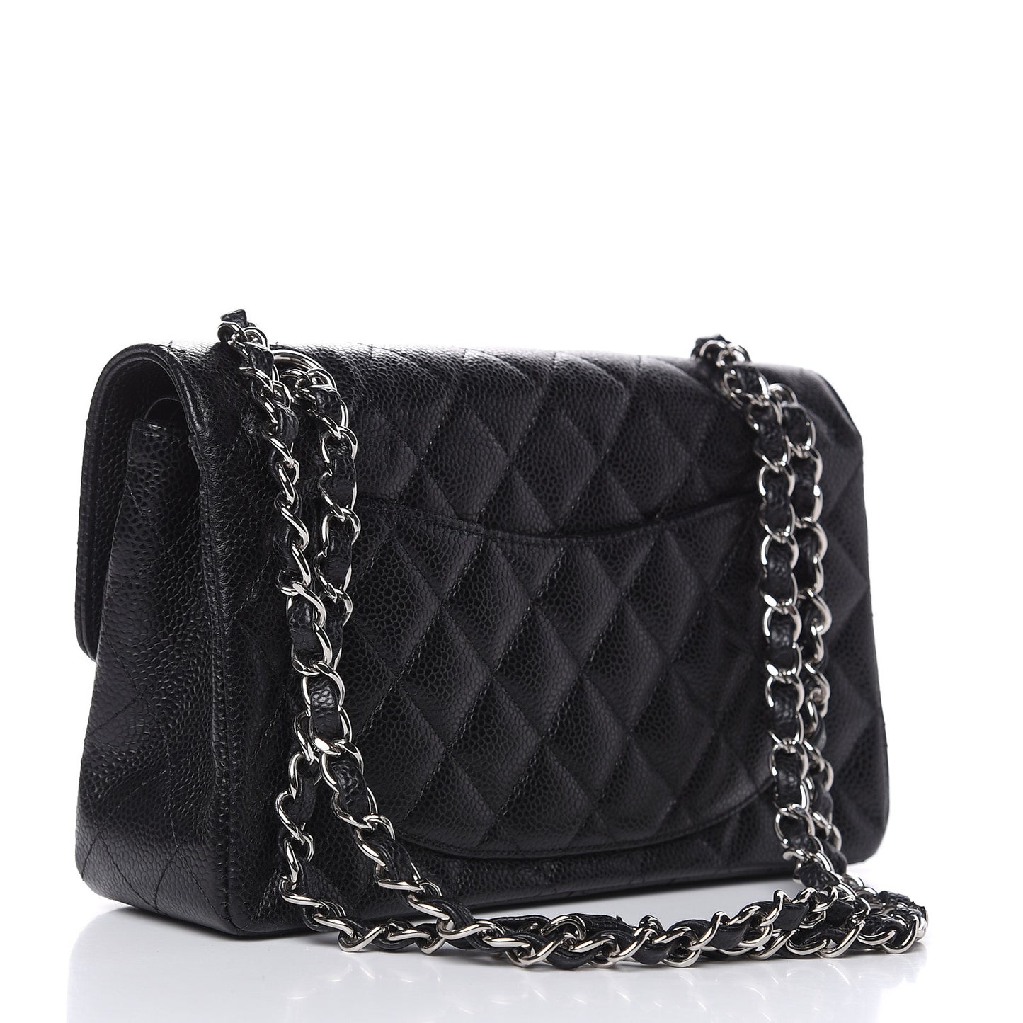Caviar Quilted Small Double Flap Black