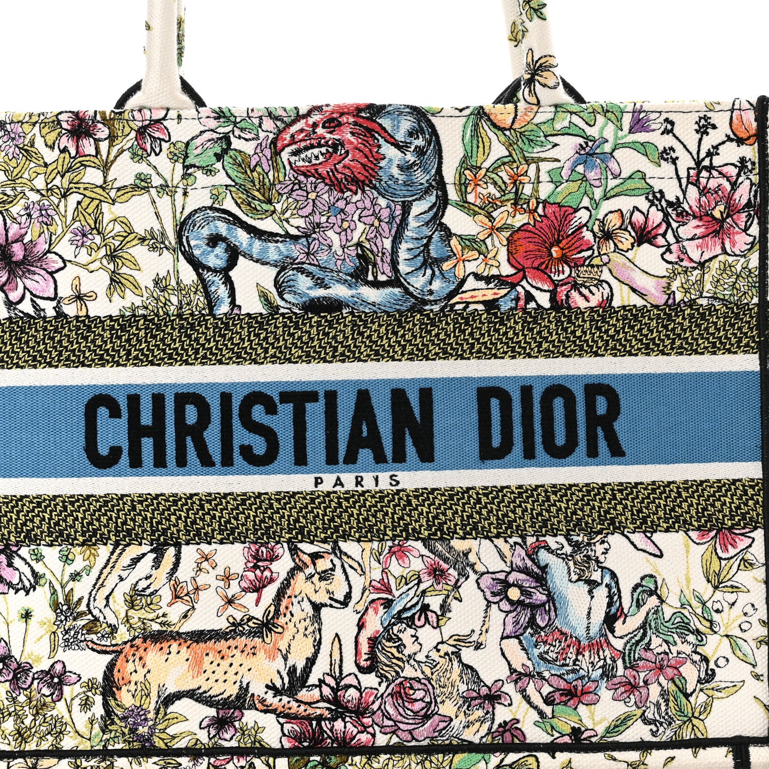 Christian Dior Canvas Embroidered Medium D-Constellation Book Tote Latte Multicolor 8 of 11