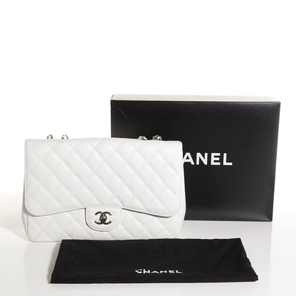 Chanel Caviar Quilted Jumbo Single Flap White 9 of 9