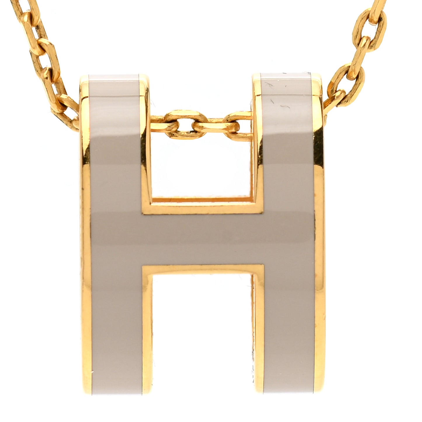 Lacquered Gold Pop H Pendant Necklace Marron Glace