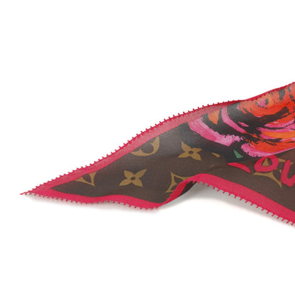 Louis Vuitton Silk Monogram Roses Scarf Marron 5 of 9