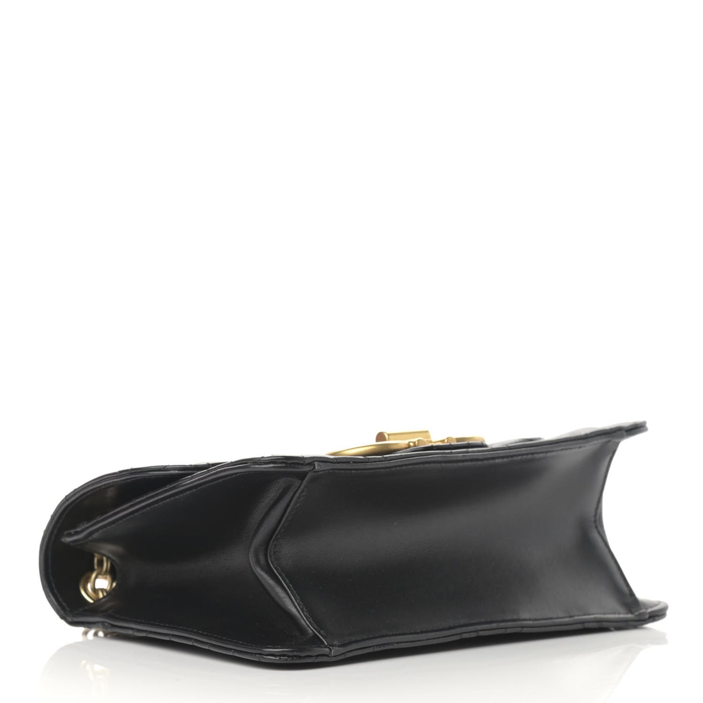 Calfskin Quilted Gancini Flap Bag Black
