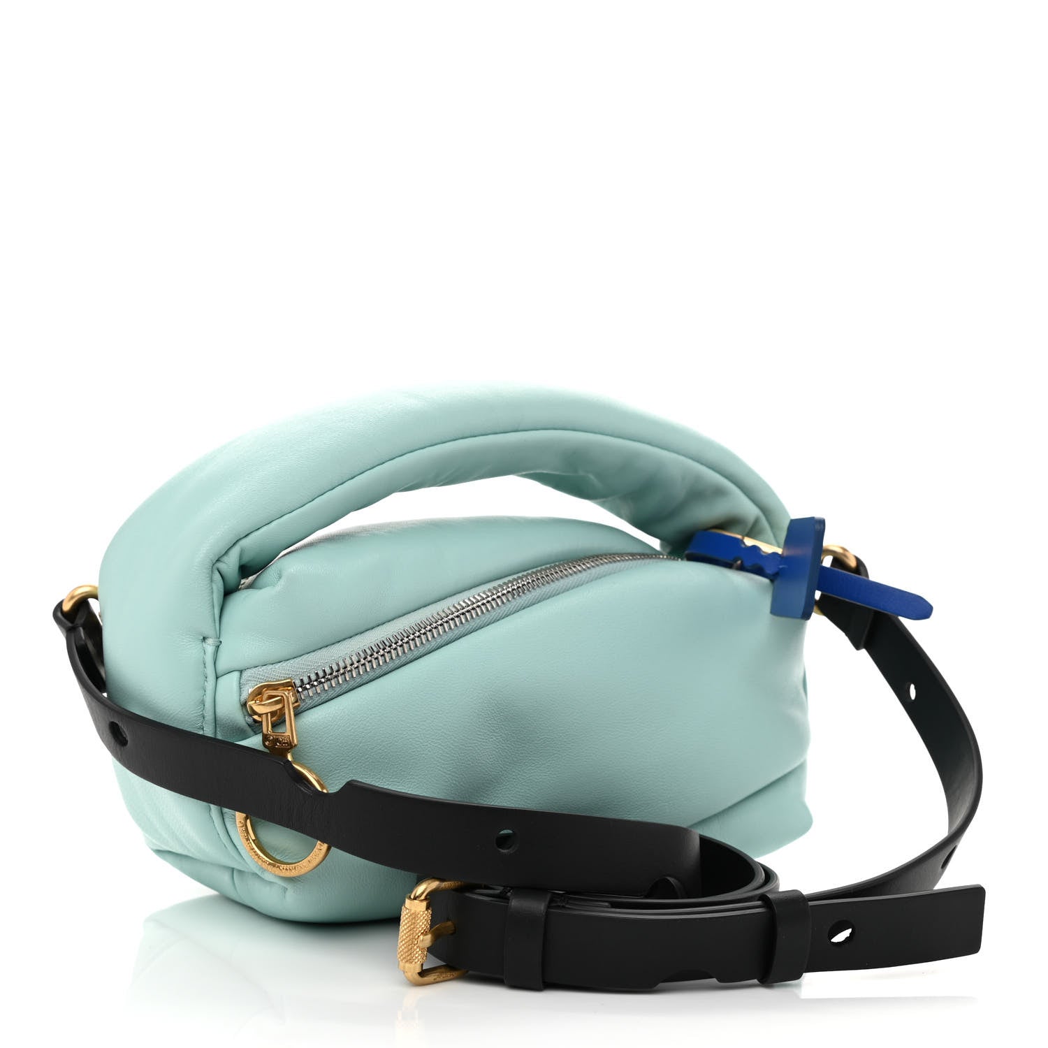 Off-White Calfskin Puffy Pump Pouch Crossbody Bag Light Blue 3 of 8