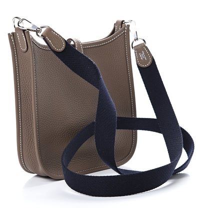 Hermes Taurillon Clemence Amazone Evelyne TPM Etoupe Bleu Indigo 2 of 10