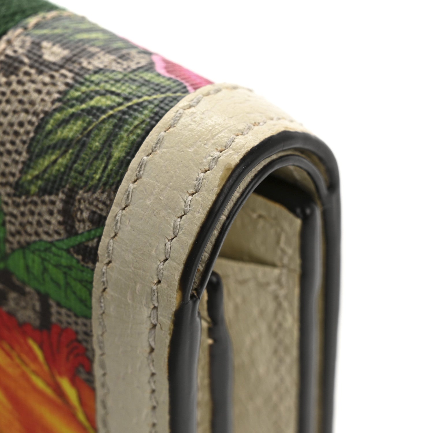 Gucci GG Supreme Monogram Flora Textured Calfskin Web Ophidia Card Case Wallet Beige Ebony Multicolor Mystic White 10 of 13