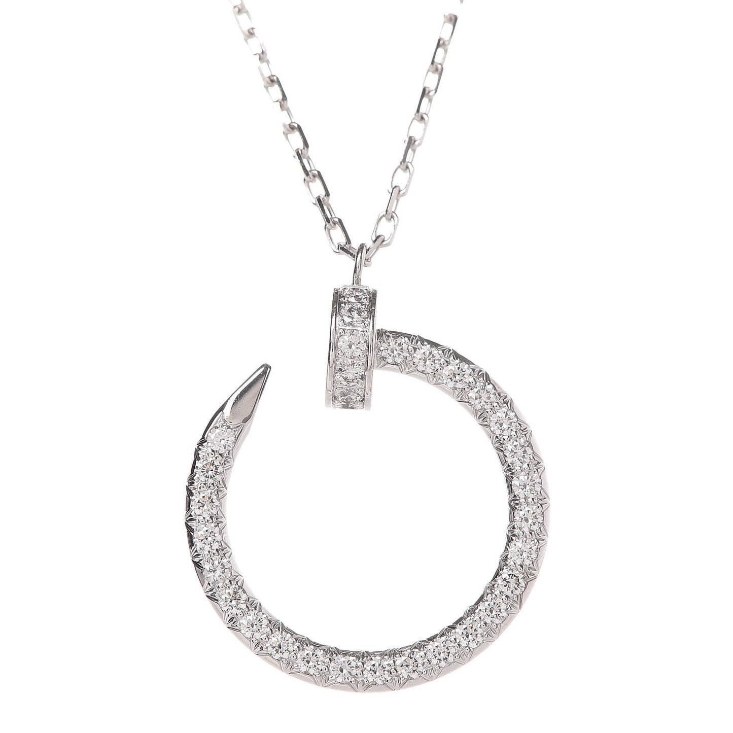 18K White Gold Diamond Juste Un Clou Paved Pendant Necklace
