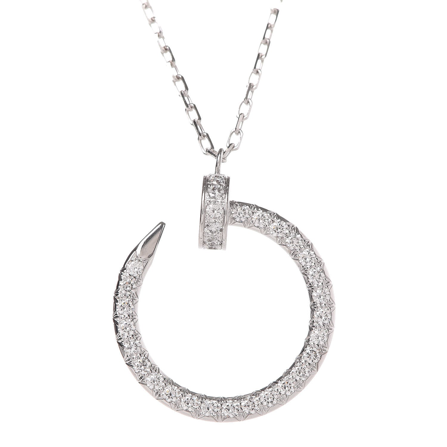 Cartier 18K White Gold Diamond Juste Un Clou Paved Pendant Necklace 4 of 7