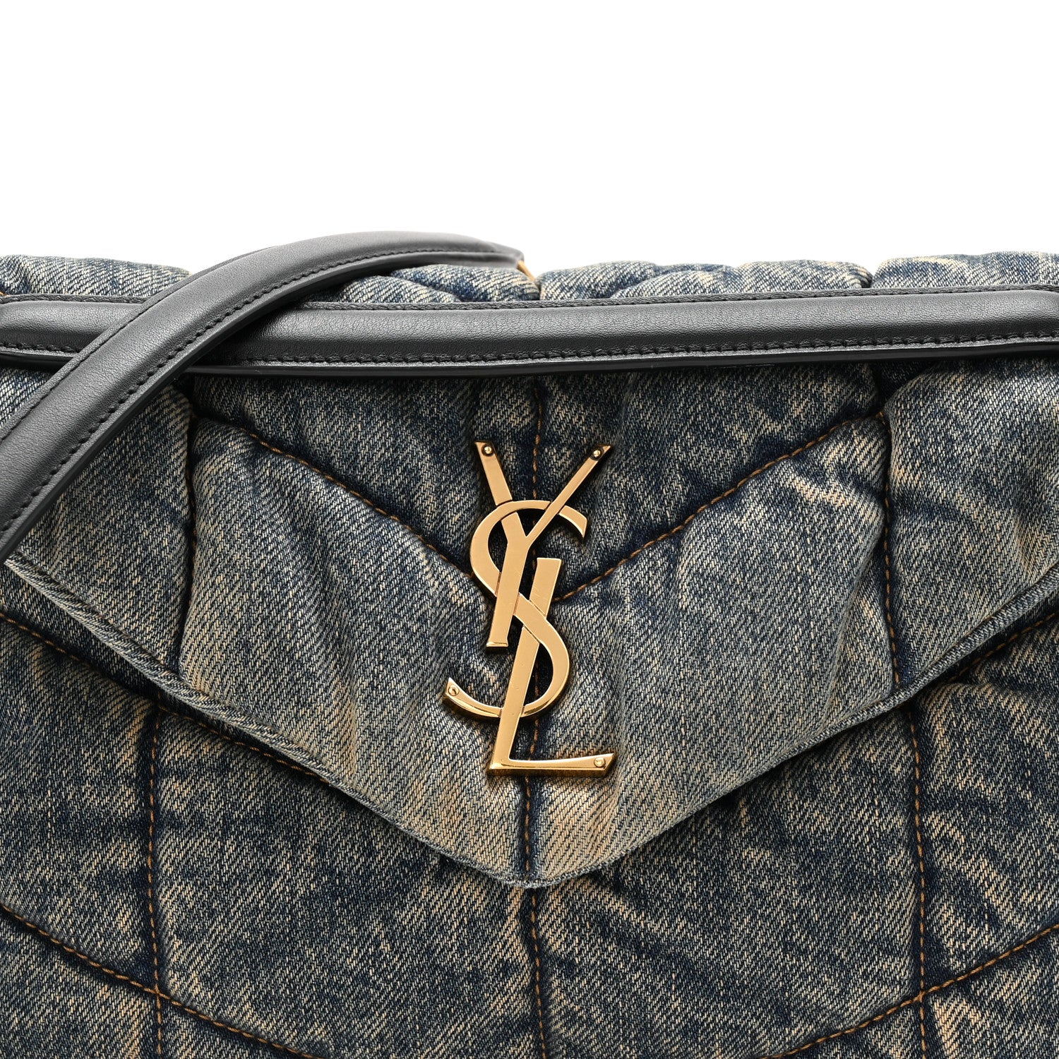 Saint Laurent Denim Quilted Small Loulou Puffer Monogram Chain Satchel Rodeo Blue 8 of 10