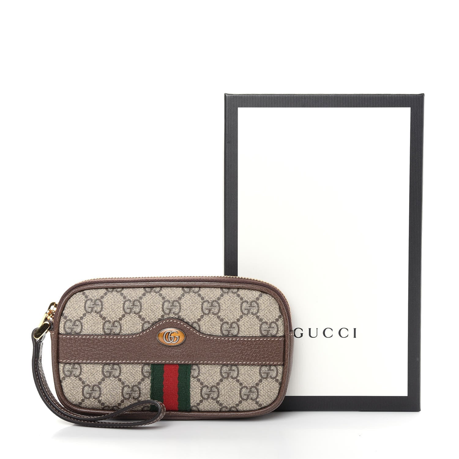Gucci GG Supreme Monogram Ophidia Phone Case Wristlet Brown 8 of 8