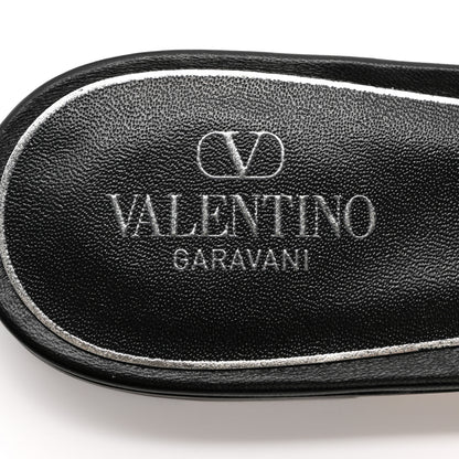 Valentino Garavani Calfskin Rockstud Slide Sandals 40 Black 6 of 9