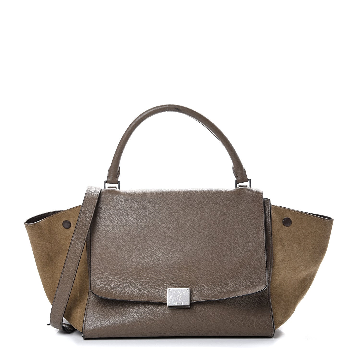 Celine Drummed Calfskin Suede Medium Trapeze Souris 1 of 22