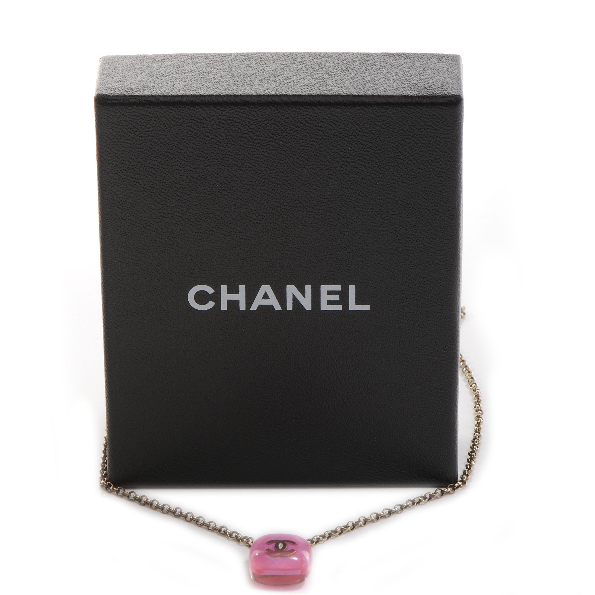 Chanel Glitter Resin CC Necklace Pink 5 of 5