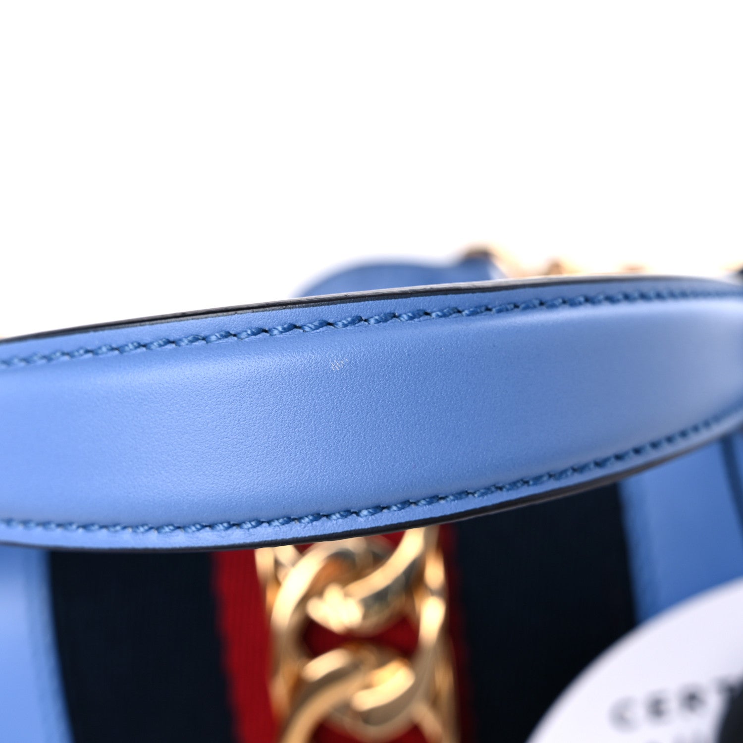 Gucci Vitello Fontanella Web Mini Sylvie Top Handle Bag Clear Sky Blue 11 of 11