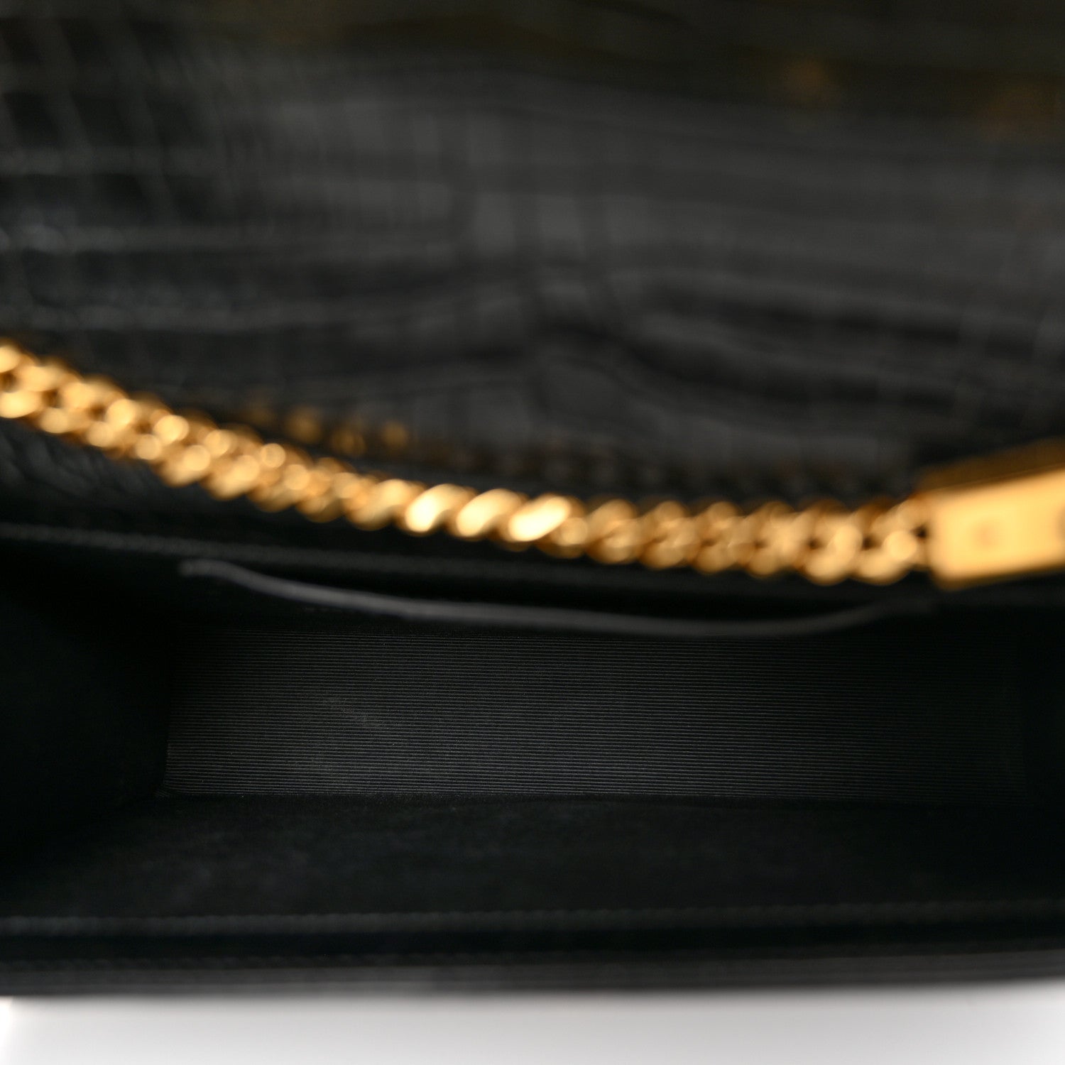 Saint Laurent Calfskin Crocodile Embossed Medium Classic Monogram Kate Tassel Satchel Black 5 of 9