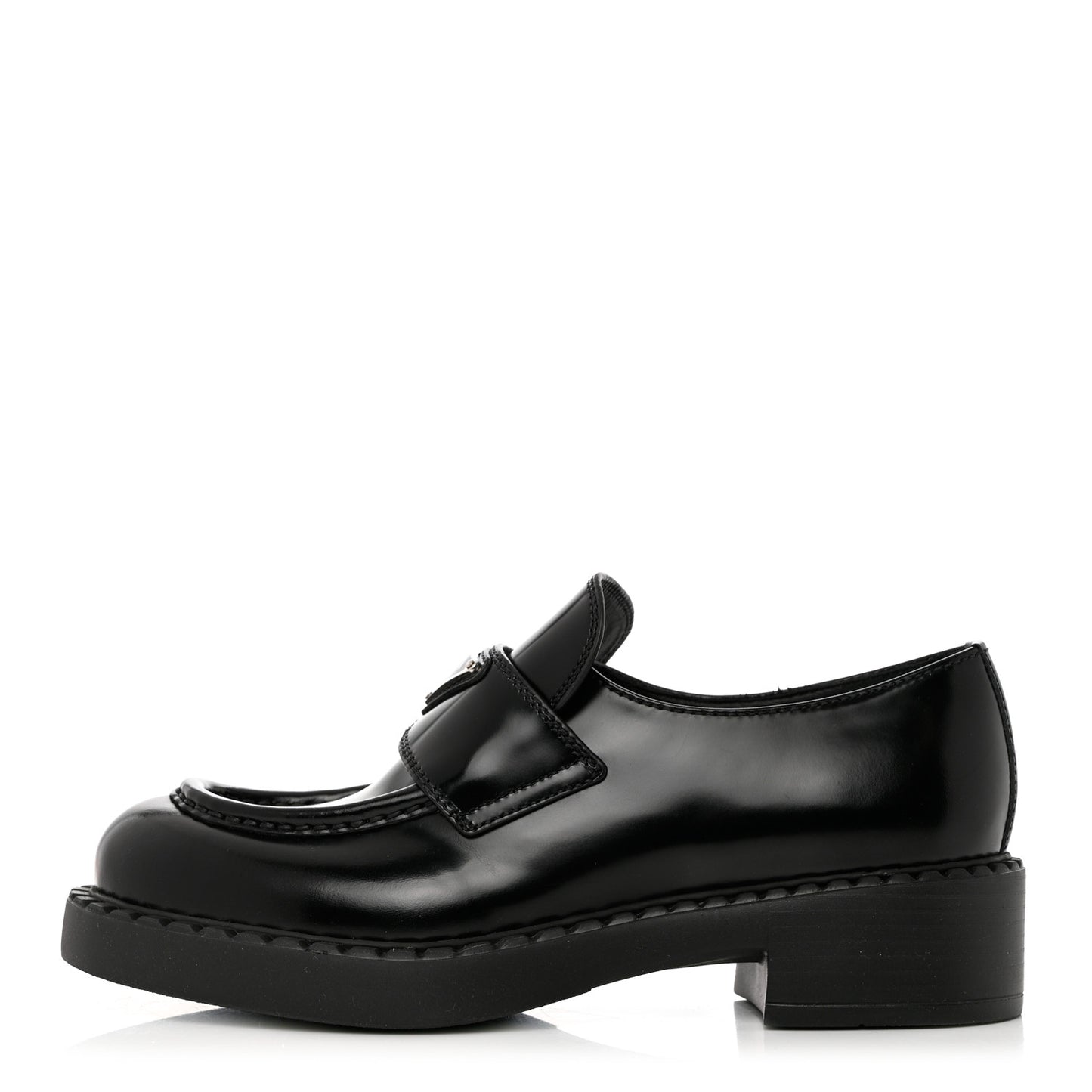 Spazzolato Metal Triangle Logo 50mm Loafers 36.5 Black