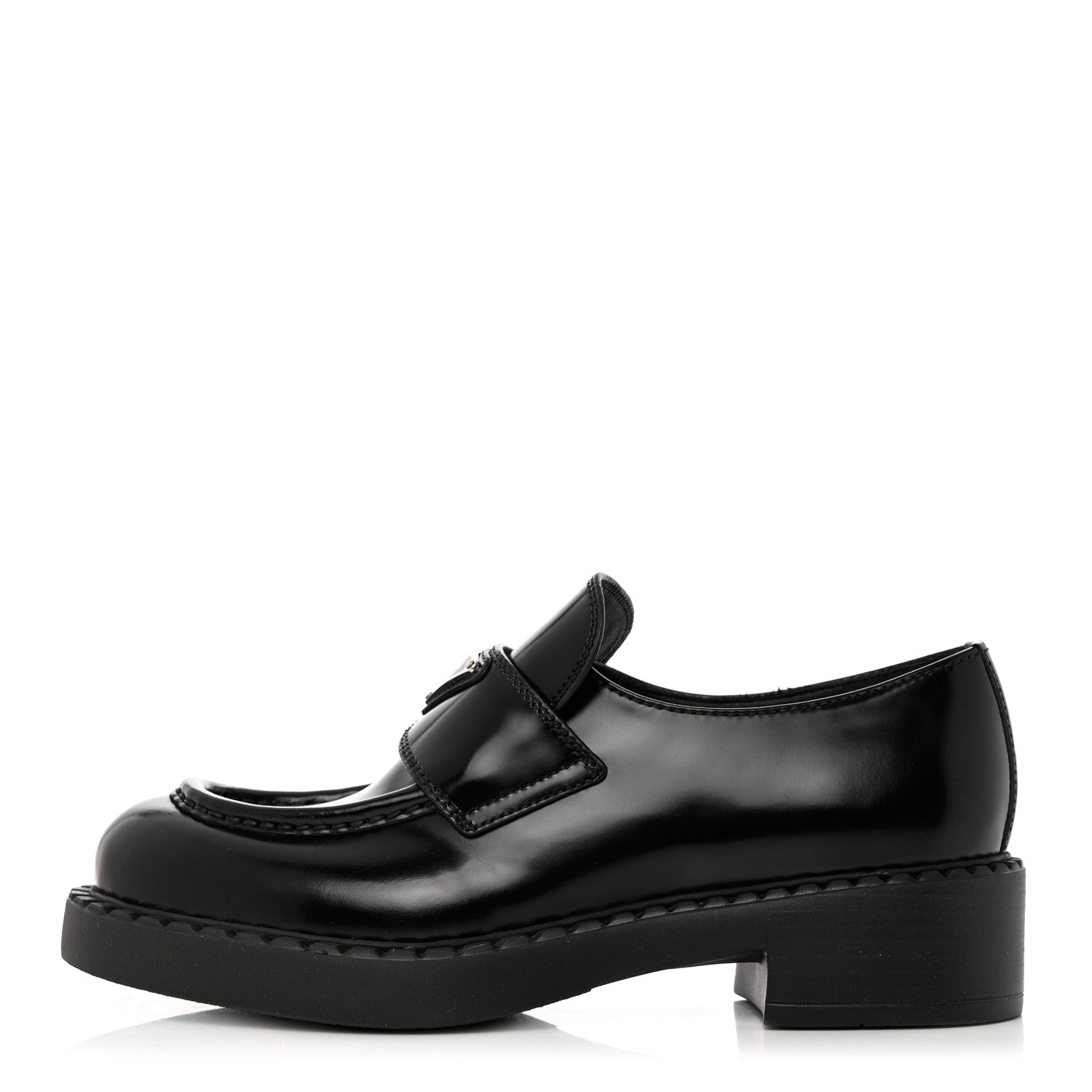 Prada Spazzolato Metal Triangle Logo 50mm Loafers 36.5 Black 1 of 9
