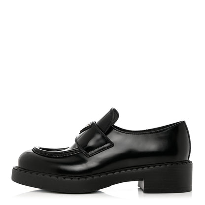 Prada Spazzolato Metal Triangle Logo 50mm Loafers 36.5 Black 1 of 9