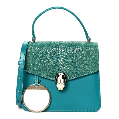 Bulgari Calfskin Galuchat Serpenti Forever Crossbody Turquoise 3 of 11