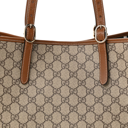 Gucci GG Supreme Monogram Emblem Large Tote Bag Beige Dark Brown 8 of 10