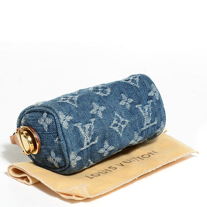 Louis Vuitton Monogram Denim Pochette Speedy PM Key Holder Blue 4 of 7