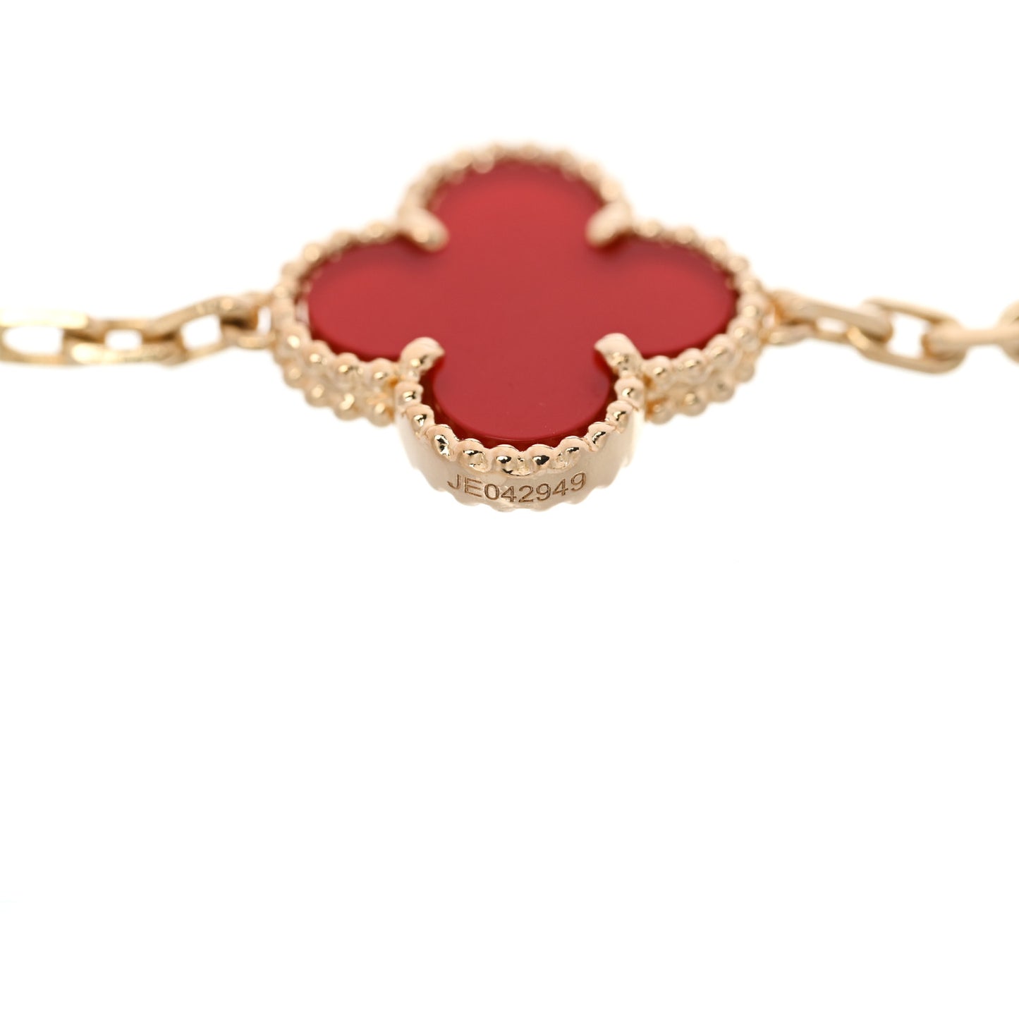 18K Yellow Gold Carnelian 5 Motifs Vintage Alhambra Bracelet