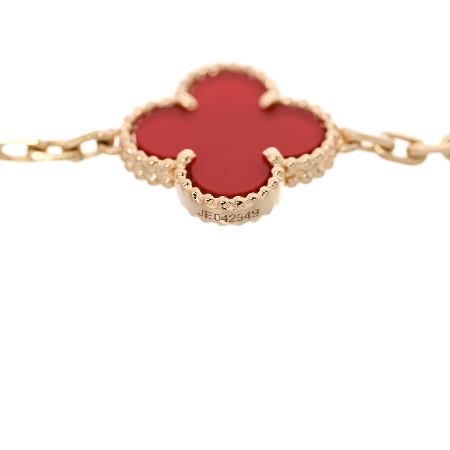 Van Cleef & Arpels 18K Yellow Gold Carnelian 5 Motifs Vintage Alhambra Bracelet 3 of 4