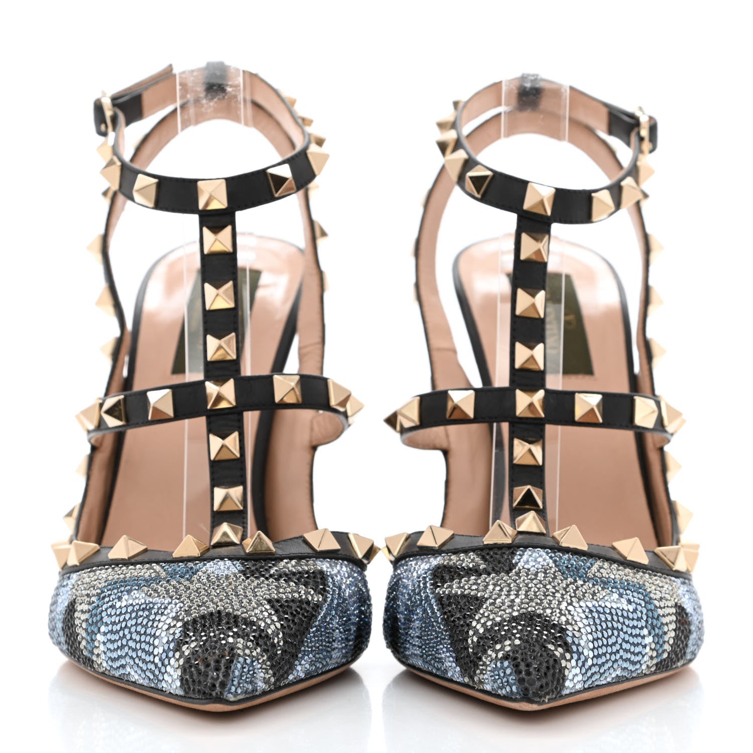 Valentino Garavani Nappa Crystal Camustars Rockstud Ankle Strap 100mm Pumps 40 Blue 2 of 8
