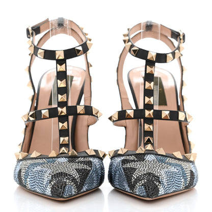 Valentino Garavani Nappa Crystal Camustars Rockstud Ankle Strap 100mm Pumps 40 Blue 2 of 8
