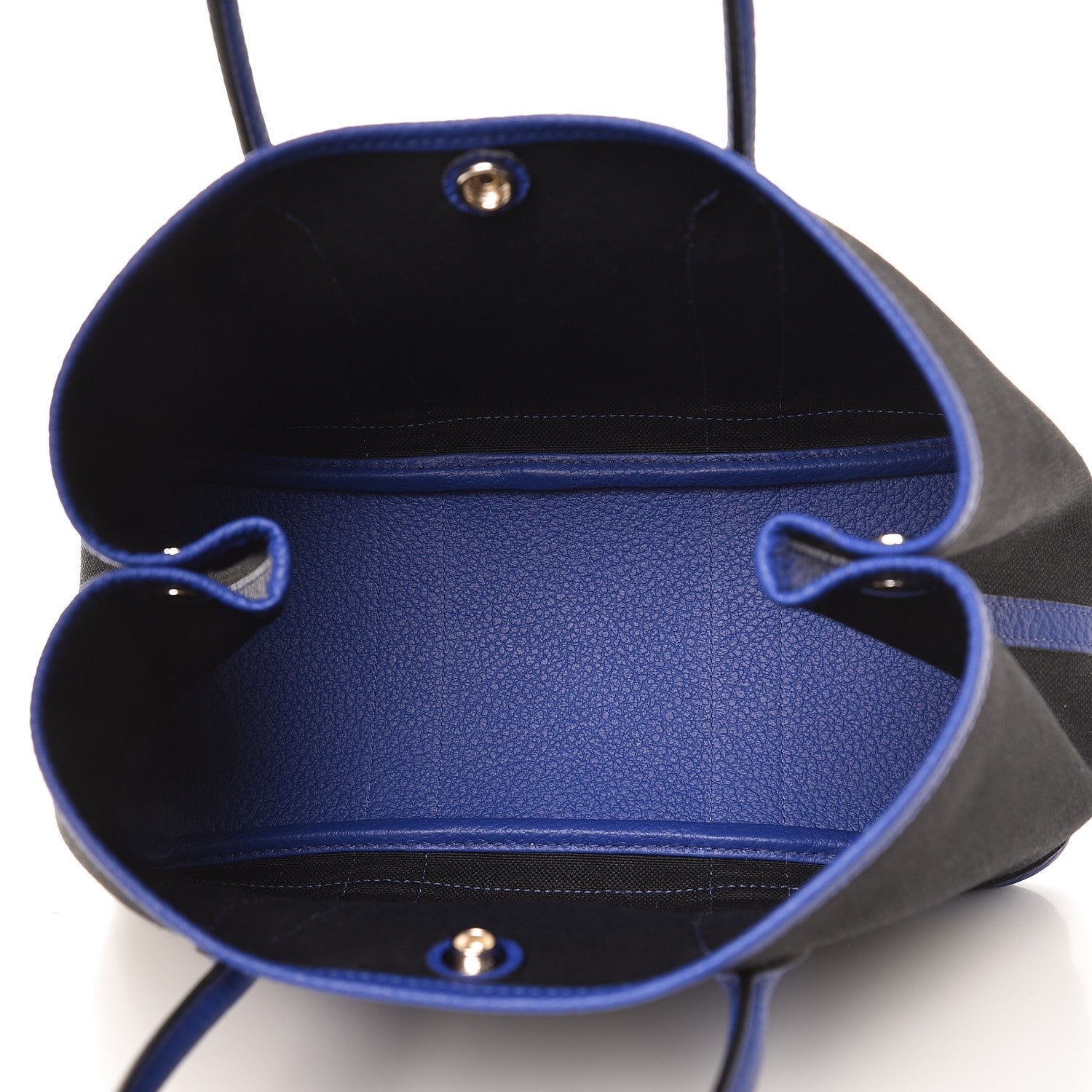 Hermes Toile Militaire Vache Country Garden Party Tote 30 Noir Bleu Electrique 5 of 7