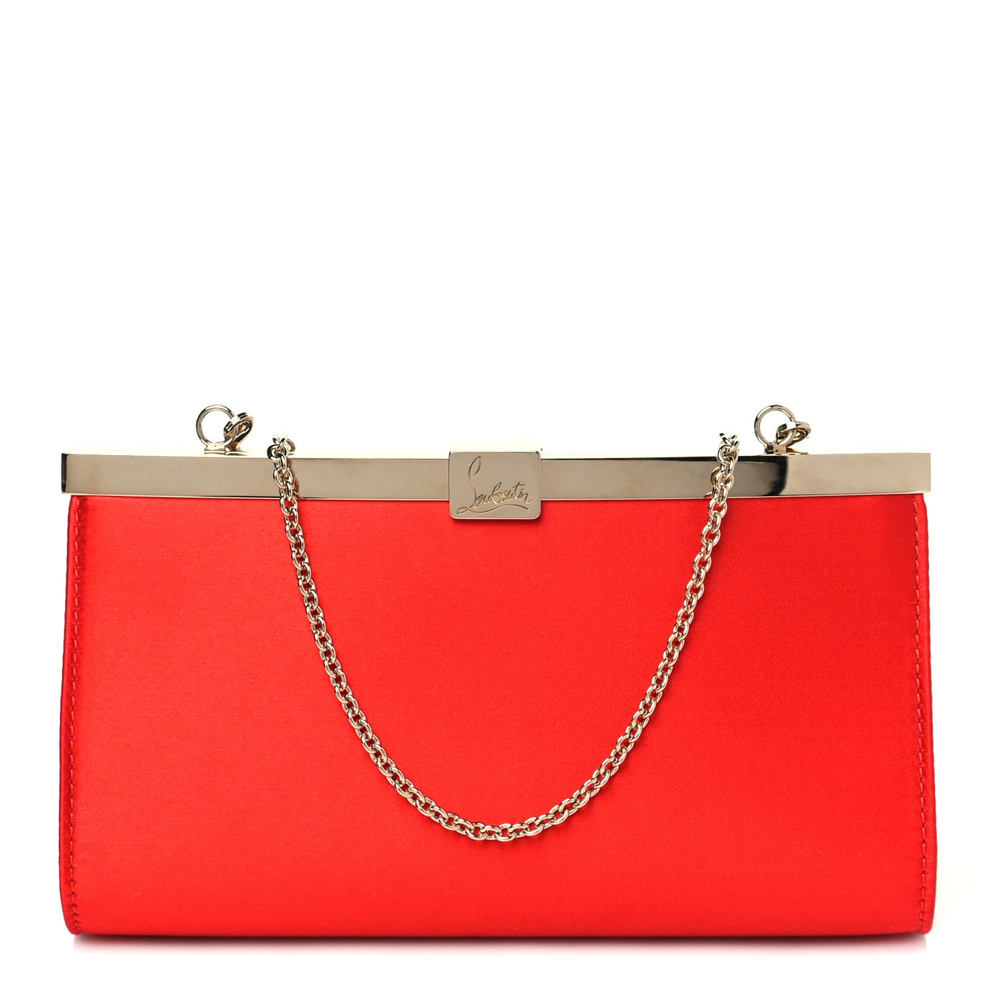Satin Palmette Clutch Red