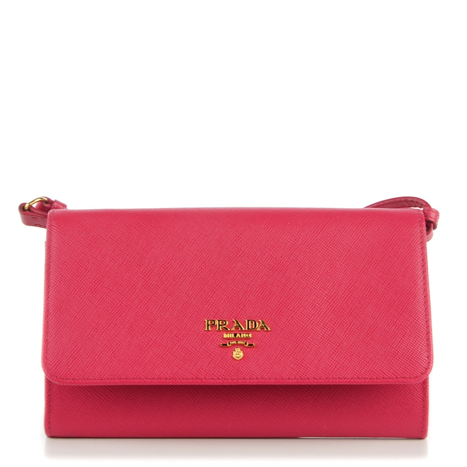 Prada Saffiano Metal Mini Crossbody Wallet Peonia 1 of 8