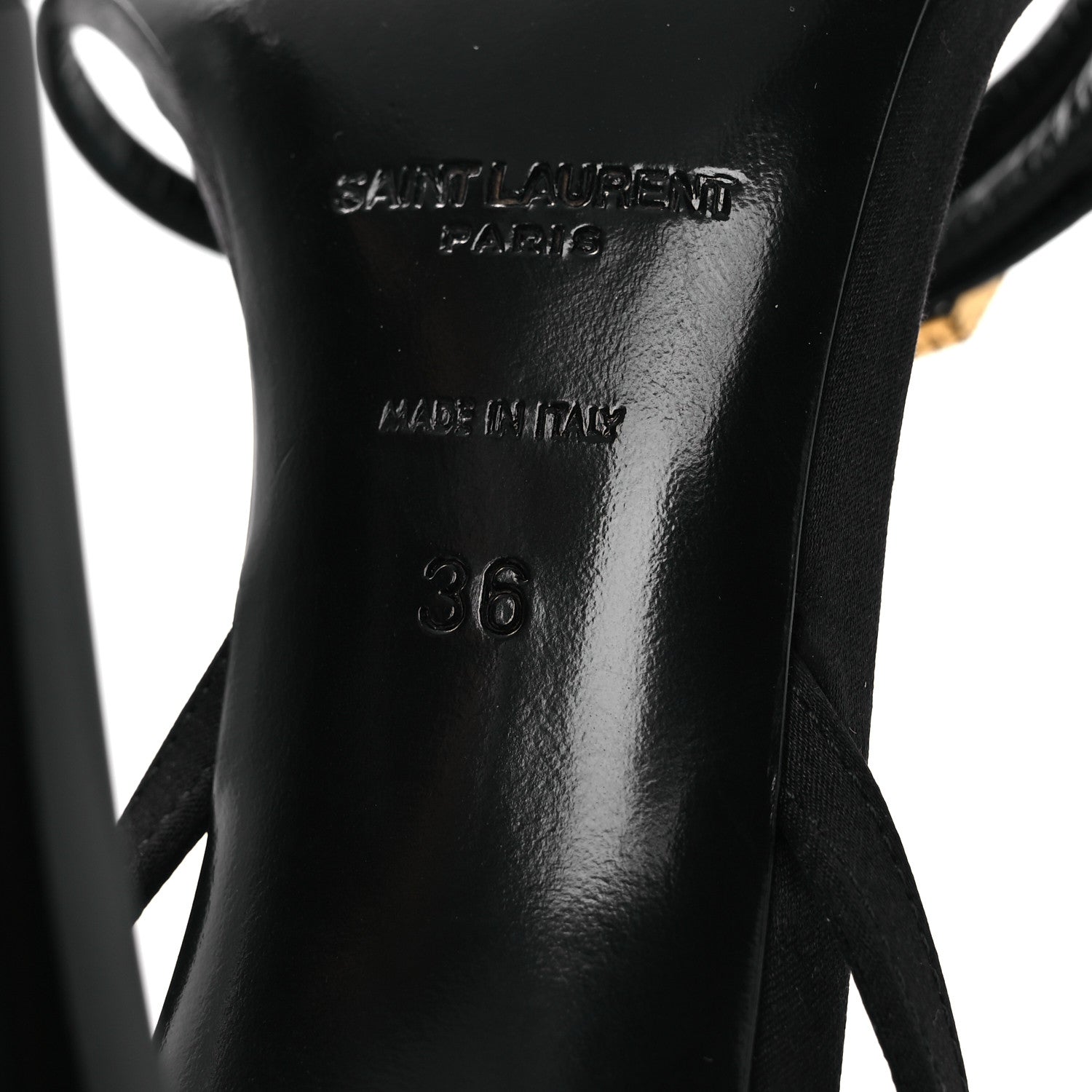 Saint Laurent Calfskin Satin Crystal Gippy 110 Sandals 36 Black 8 of 12