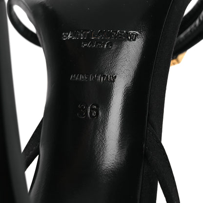 Saint Laurent Calfskin Satin Crystal Gippy 110 Sandals 36 Black 8 of 12