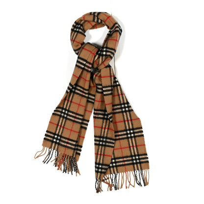 Burberry Lambswool Check Fringe Scarf Camel 1 of 6