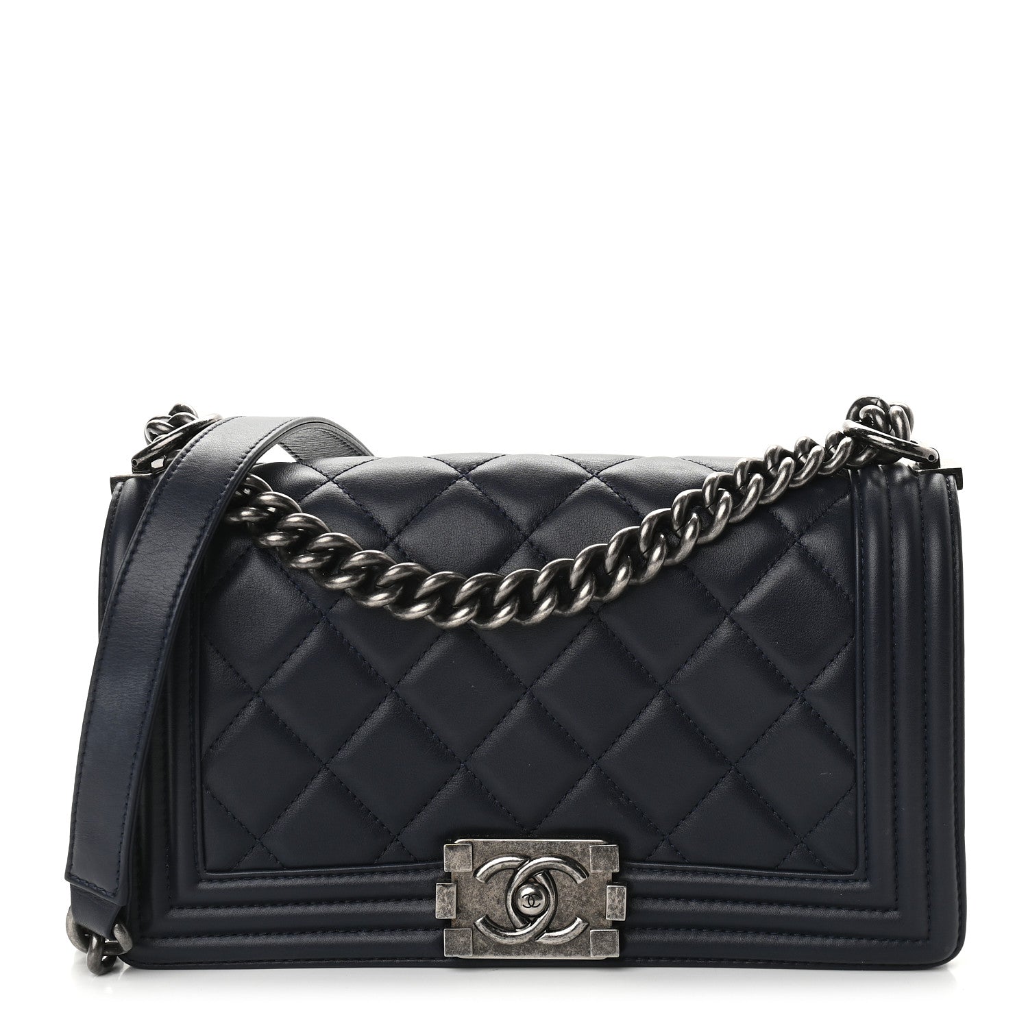 Chanel Lambskin Quilted Small Boy Flap Navy 1 of 9