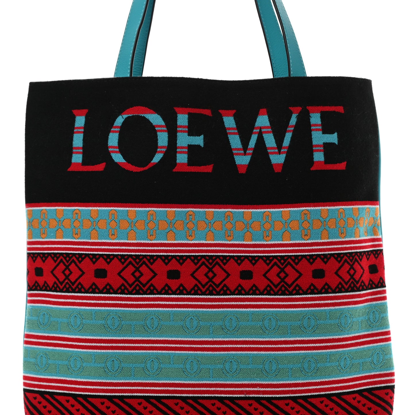 Knit Jacquard Vertical Logo Tote Multicolor