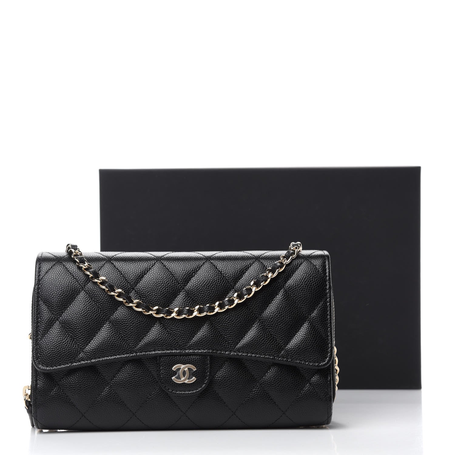 Chanel Caviar Quilted Phone Holder Wallet on Removable Chain Black 12 of 12