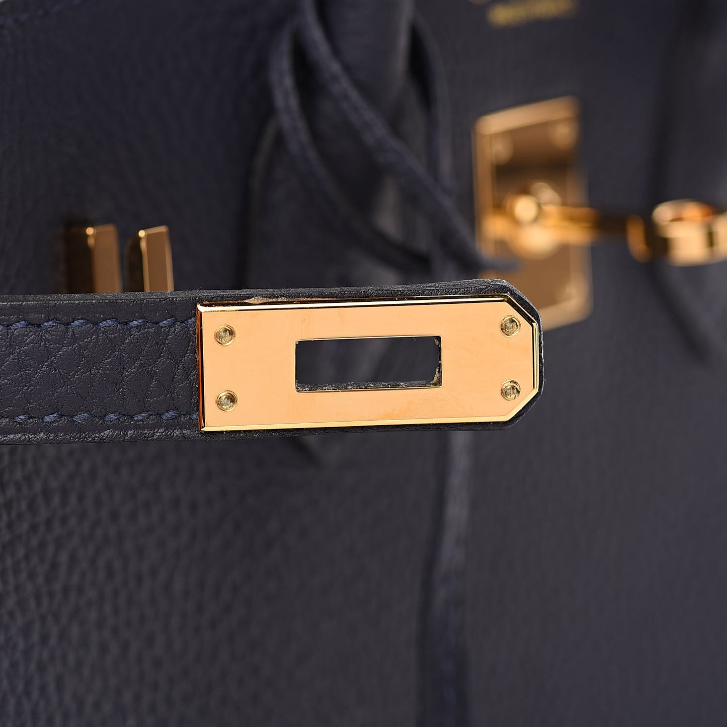 Togo Horseshoe Birkin 25 Bleu Nuit Rose Azalee