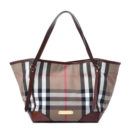 Burberry House Check Small Canterbury Tote Dark Tan 1 of 9